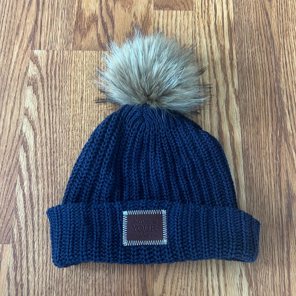 Love Your Melon Navy Pom Beanie